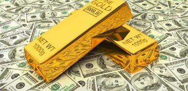 Invest in gold - bank gold bars bullions on dollars