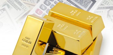 gold bullion stacked
