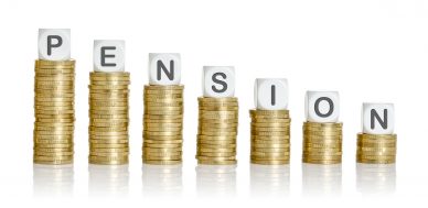 Coin stacks with letter dice - Pension